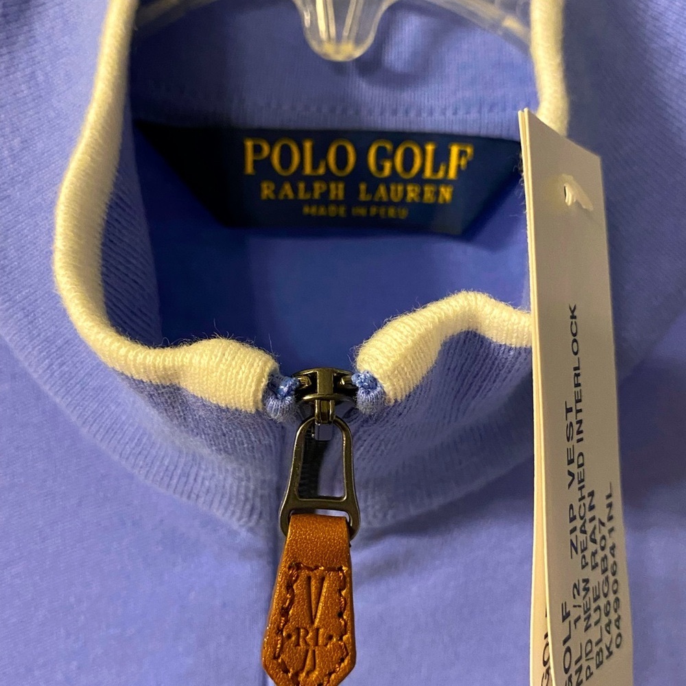 NWT, Polo Golf by Ralph Lauren Men’s Size Med Sleeveless 1/2 Zip Vest
